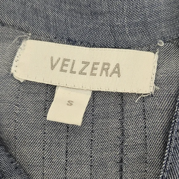 Velzera Chambray Denim Tunic Dress Blue Embroidered Boho Small - Picture 8 of 8